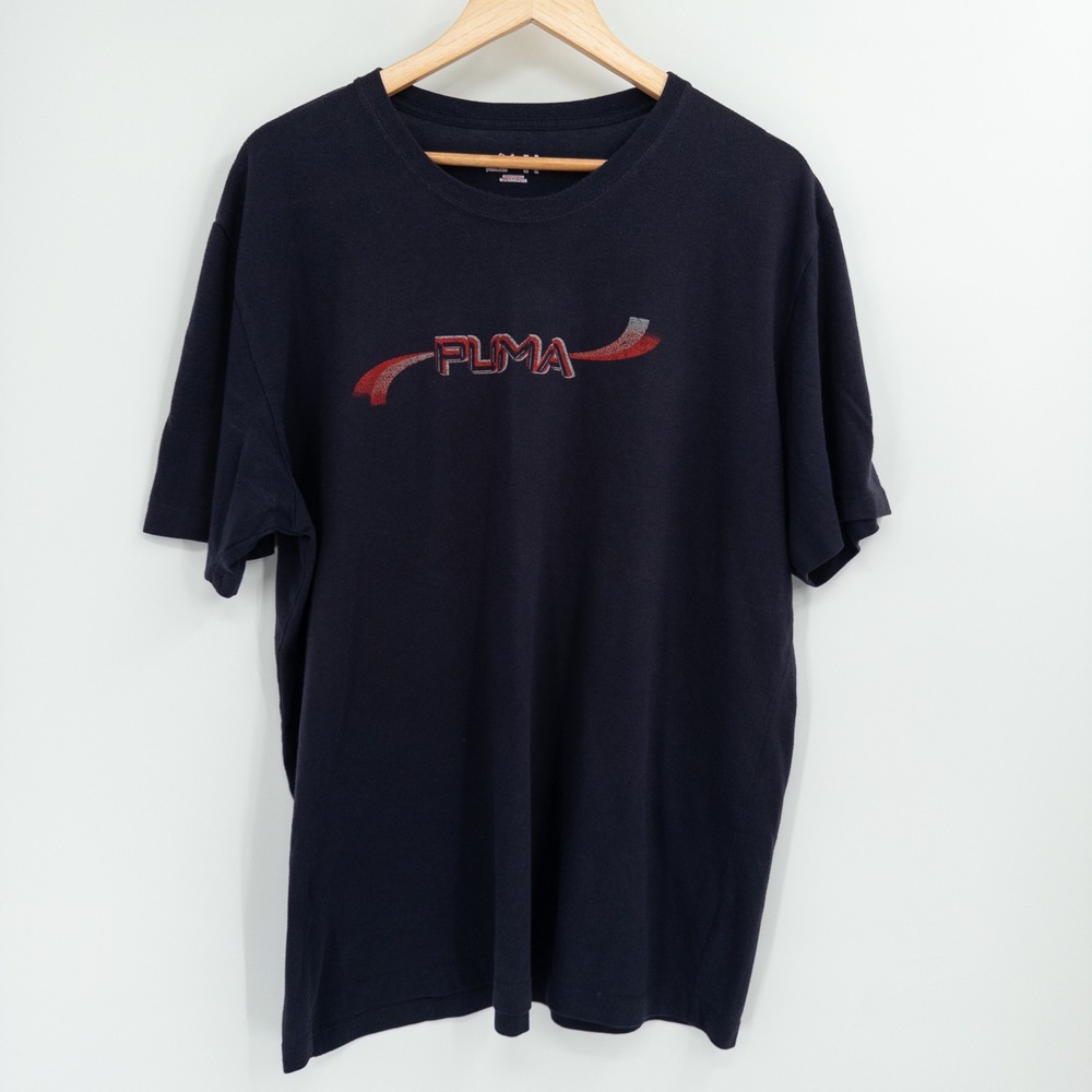 Y2K Puma Graphic Logo T Shirt Mens XL Navy Cyber Streetwear Sportswear Tee